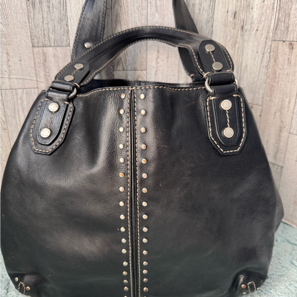 Michael Kors Black Leather Studded Shoulder Bag